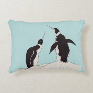 pair of penguins decorative cushion