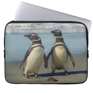 Pair of penguins on the beach laptop sleeve