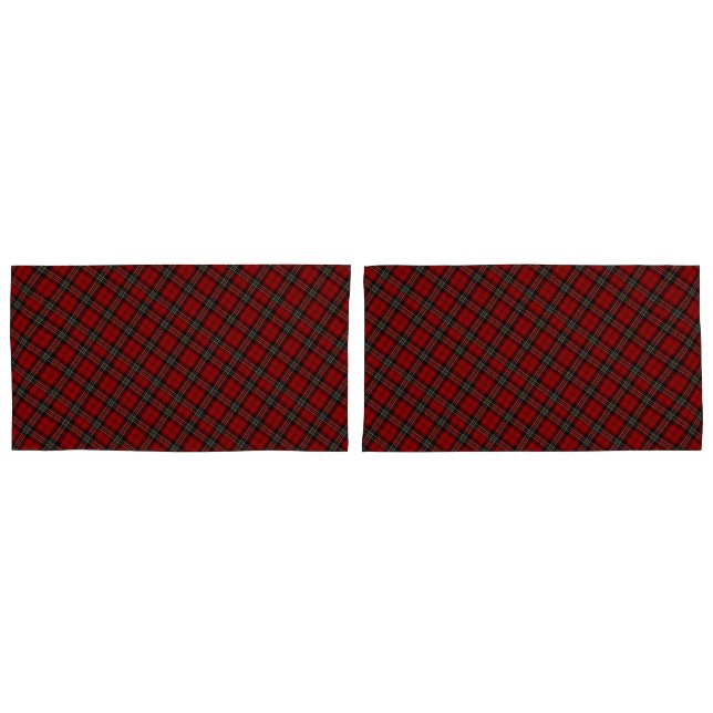 Pair Of Pillowcase Covers - Red Tartan (Front-Set)