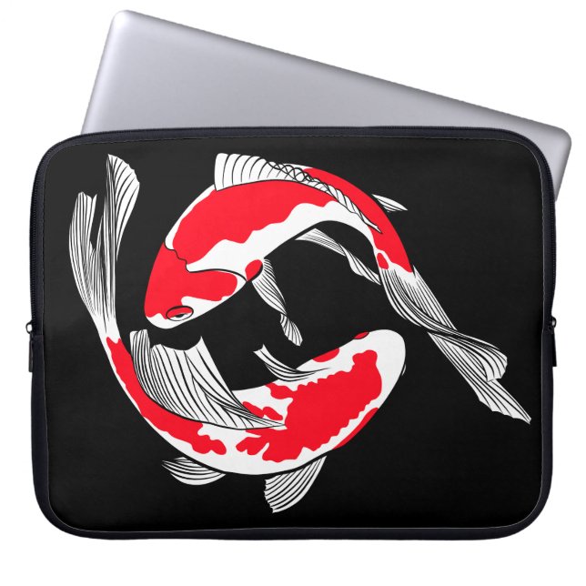 Pair of red japanese koi laptop sleeve (Front)
