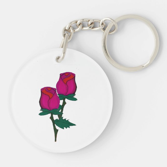 Pair of Red Roses Key Chain (Back)
