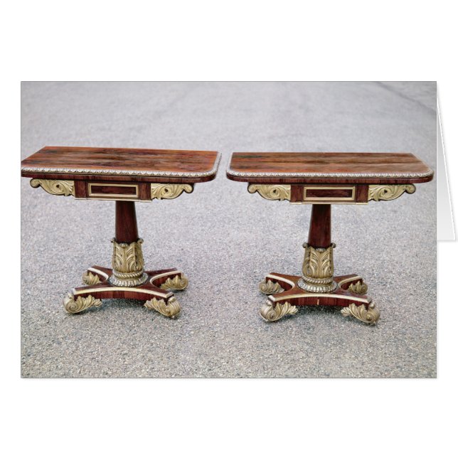 Pair of Regency card tables on quadruple bases (Front Horizontal)
