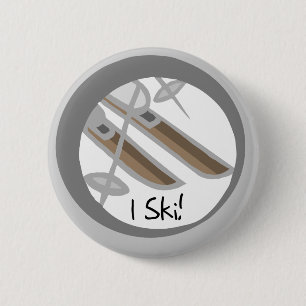 Pair of Skis I Ski T-shirts and Gifts 6 Cm Round Badge