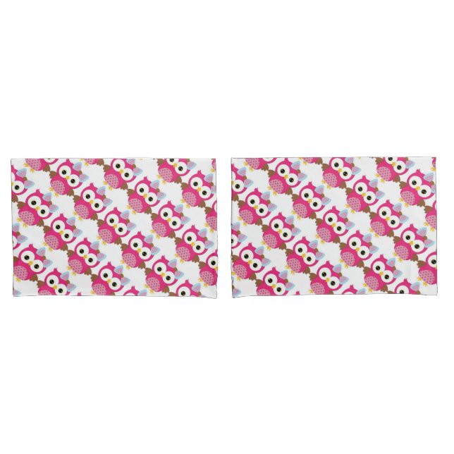 Pair of Standard Size Pillowcases/Owls Pillowcase (Front-Set)