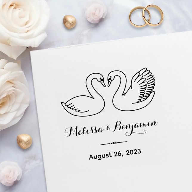 Pair of Swans Save the Date Wedding Anniversary Self-inking Stamp (Creator Uploaded)