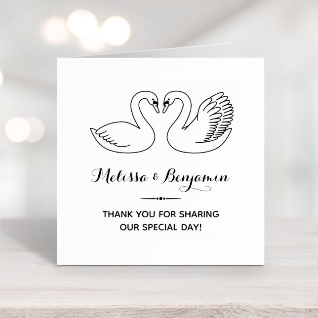 Pair of Swans Wedding Anniversary Thank You Rubber Stamp (Creator Uploaded)