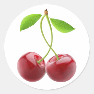 Pair of sweet cherries classic round sticker