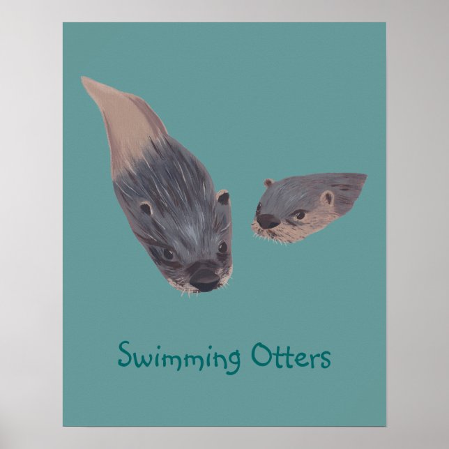 Pair of Swimming Otters Posters (Front)