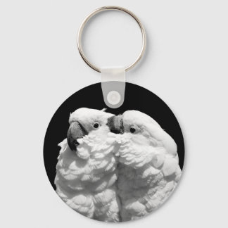 Pair of umbrella cockatoos key ring