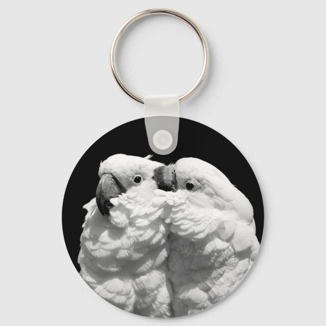 Pair of umbrella cockatoos key ring (Front)