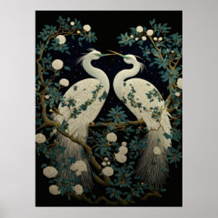 Pair of White Egrets Poster