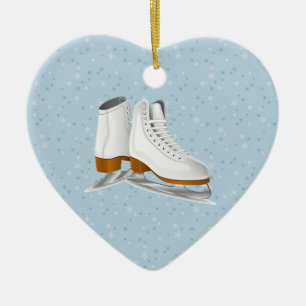 pair of white ice skates ceramic ornament