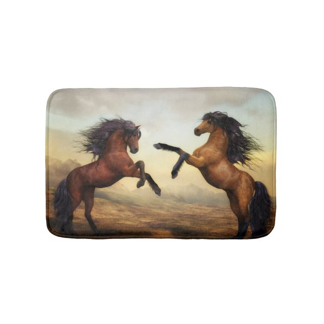 pair of wild horses  bath mat (Front)