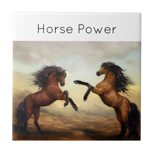 pair of wild horses  ceramic tile (Front)