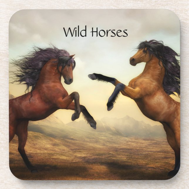 pair of wild horses  coaster (Front)