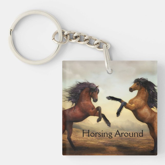 pair of wild horses  key ring (Front)