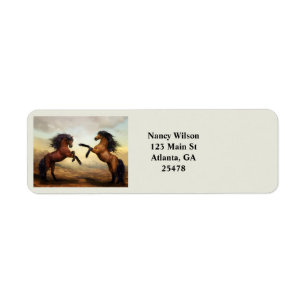 pair of wild horses return address label