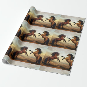 pair of wild horses wrapping paper