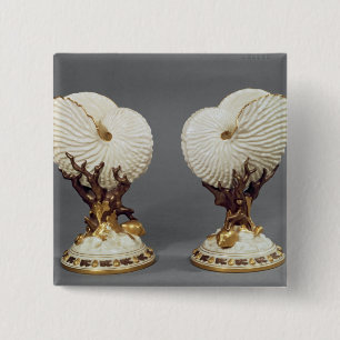 Pair of Worcester vases shaped as Nautilus 15 Cm Square Badge