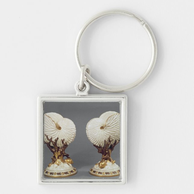 Pair of Worcester vases shaped as Nautilus Key Ring (Front)