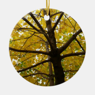 Pair of Yellow Maple Trees Autumn Nature Ceramic Ornament