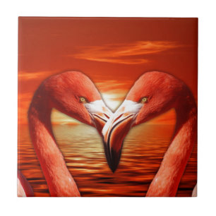 pair romantic couple date wing bird birds flamingo tile