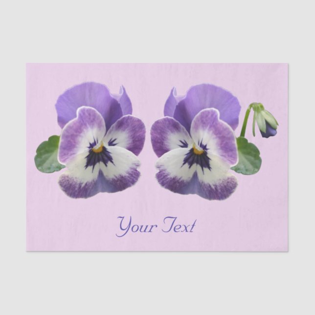 Paired Pansies Your Own Text Gift Wrapping Tissue Tissue Paper (Front)