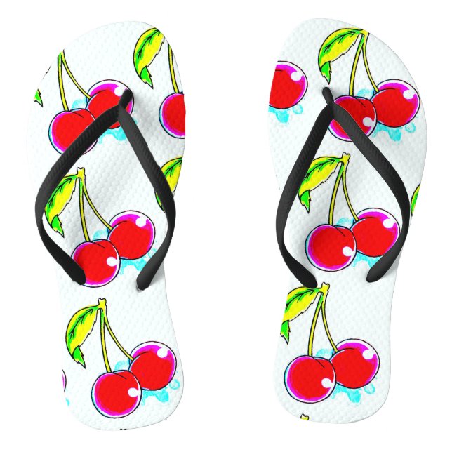 paired red cherries  design thongs (Footbed)