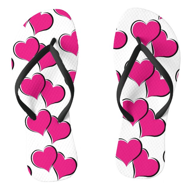 paired red hearts  design thongs (Footbed)