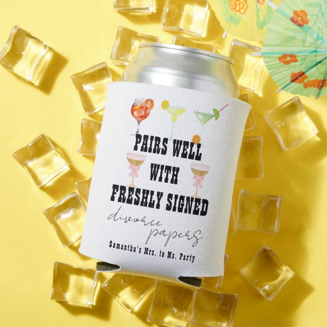 Pairs Well Divorce Papers Cocktail Brunch Party Can Cooler (In Situ Summer)