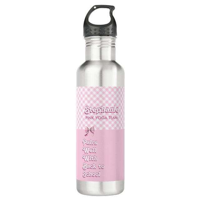Pairs Well W/ Back To School Funny Pink Plaid Team 710 Ml Water Bottle (Front)