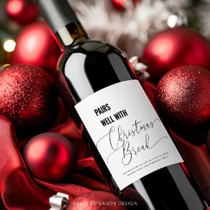 Pairs Well With Christmas Break Wine Gift Teacher Wine Label