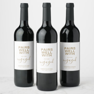 Pairs Well With Getting Engaged Minimalist Wine Label