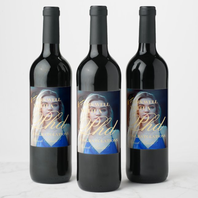 Pairs well with Graduating University Graduation  Wine Label (Bottles)