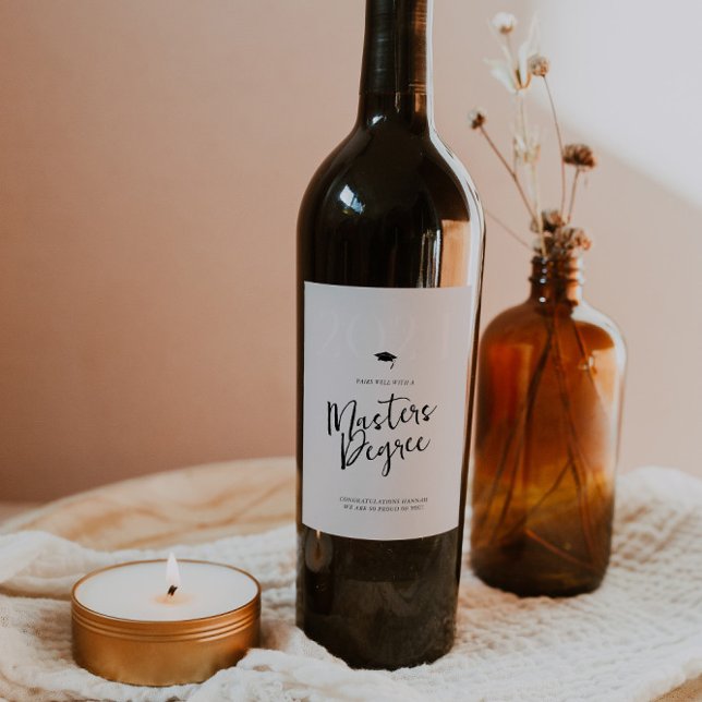Pairs Well With | Modern Stylish Graduation Wine Label (Creator Uploaded)