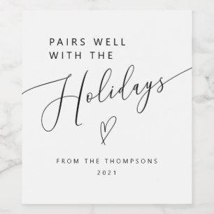 Pairs Well With The Holidays Christmas Wine Label
