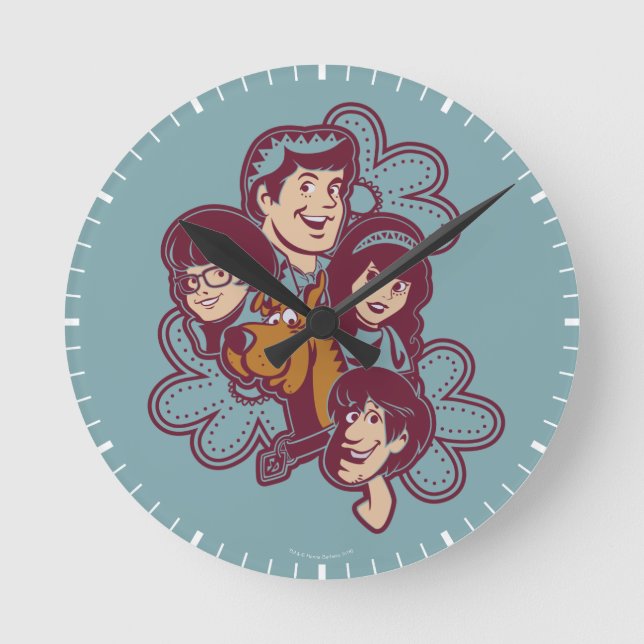Paisely Flower Scooby-Doo and the Gang Round Clock (Front)