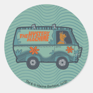 Paisely Scooby-Doo Driving Mystery Machine Classic Round Sticker