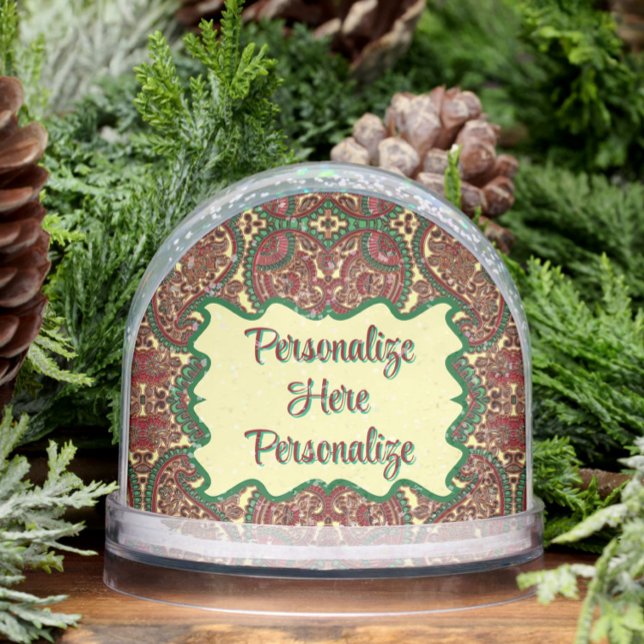 Paisely victorian red green yellow jewel tone snowglobe (Creator Uploaded)