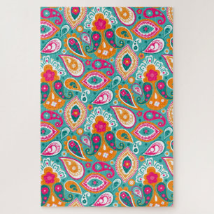 Paisley 70s 60s Boho Retro Jigsaw Puzzle