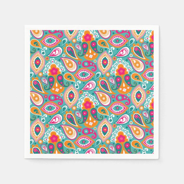 Paisley 70s 60s Boho Retro Napkin (Front)