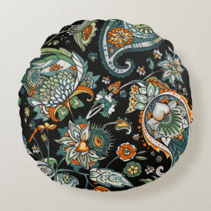 Paisley. A seamless pattern based on the tradition Round Cushion