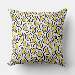 Paisley Abstract 230523 - Amber, B&W Cushion