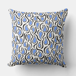 Paisley Abstract 230523 - Baby Blue, B&W Cushion
