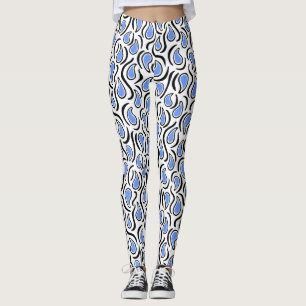 Paisley Abstract 230523 - Baby Blue, B&W Leggings