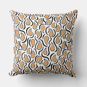 Paisley Abstract 230523 - Light Orange, B&W Cushion