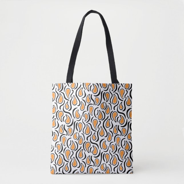Paisley Abstract 230523 - Light Orange, B&W Tote Bag (Front)