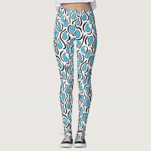 Paisley Abstract 230523 - Sky Blue, B&W Leggings