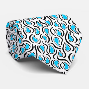 Paisley Abstract 230523 - Sky Blue, B&W Tie