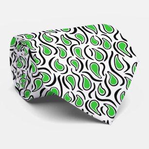 Paisley Abstract 230523 - Spring Green, B&W Tie